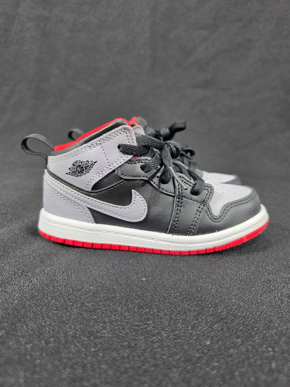 Nike Air Jordan 1 Mid Bred Shadow Black Grey Red Toddler Size 9C